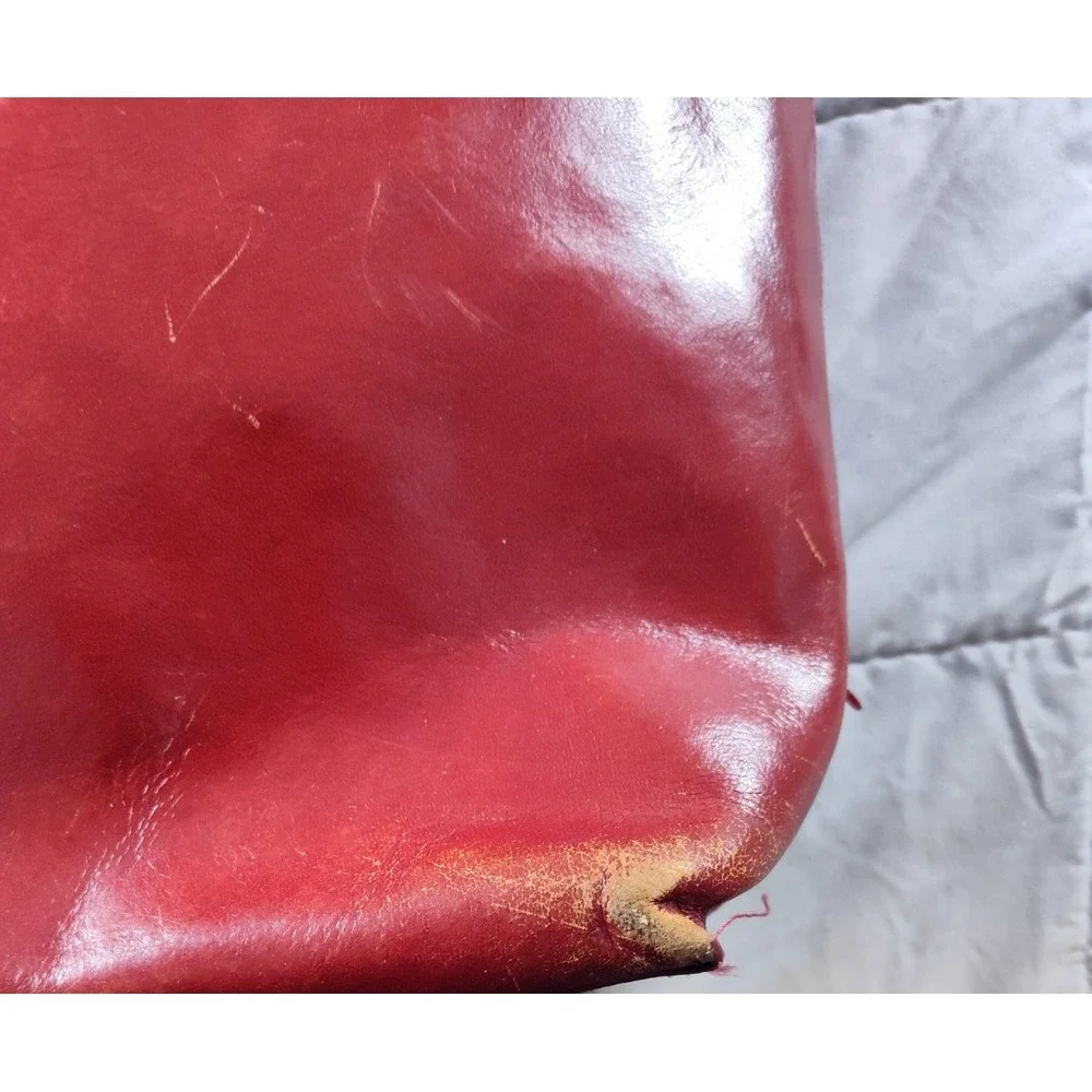 HOBO International Leather Shoulder Bag Large Cranberry Red Tote Handbag Purse